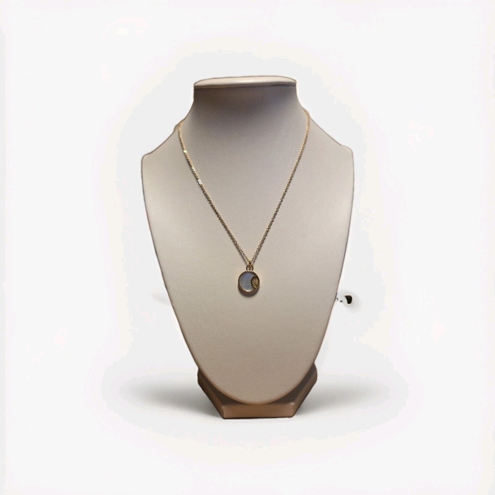 Gold Tone Star Moon Sun Round 16" Pendant Adjustible Necklace